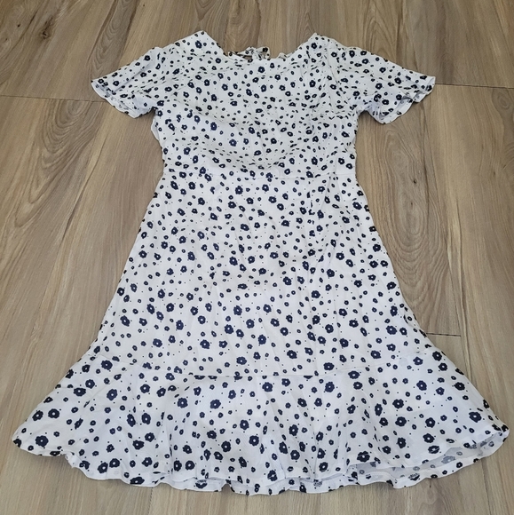 Princess Polly Blue and White Open Back Daisy Floral Dress Size 4 - Picture 3 of 6
